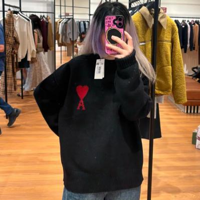 AMI Paris Ami de Coeur 黑色纯羊毛卫衣