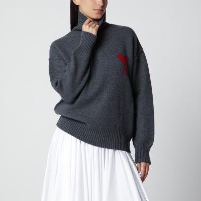 Ami Paris Ami De Coeur 灰色美利奴羊毛毛衣