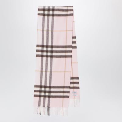 Burberry 粉色羊绒格纹围巾