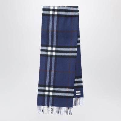 Burberry 蓝色格纹羊绒围巾
