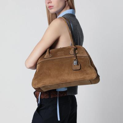 Vivant 中号可可色麂皮手袋