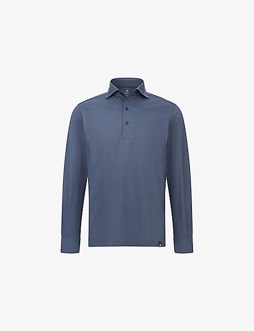 保龄领长袖棉混纺 polo 衫