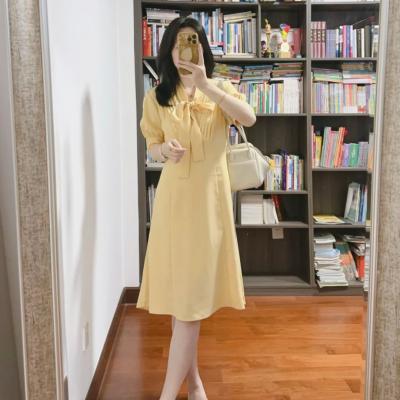 女士短袖蝴蝶结连衣裙