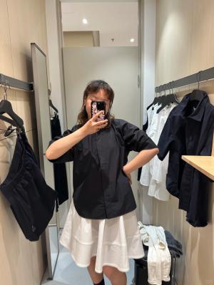 雕塑感Pima棉府绸衬衫 黑色