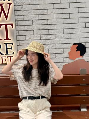 麻织条纹T恤