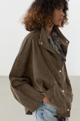 Massimo Dutti 麂皮绒立领夹克 卡其色
