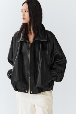 Massimo Dutti 纳帕皮轰炸机夹克 黑色