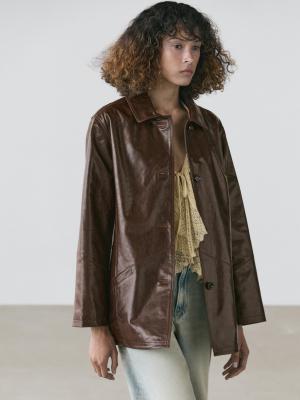Massimo Dutti 纳帕皮夹克 棕色