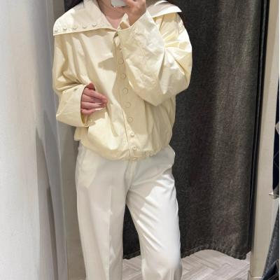 Massimo Dutti 短款纽扣细节水洗蓝夹克
