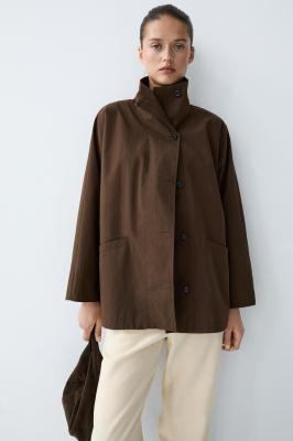 Massimo Dutti 棕色翻领斗篷外套