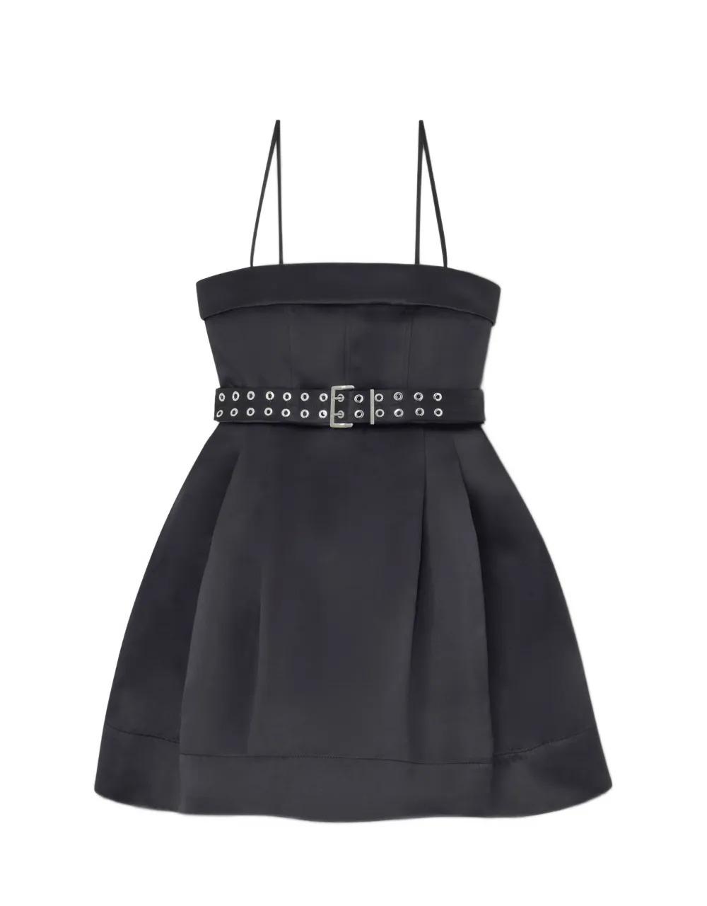 GANNI Mini Belted 吊带连衣裙 黑色