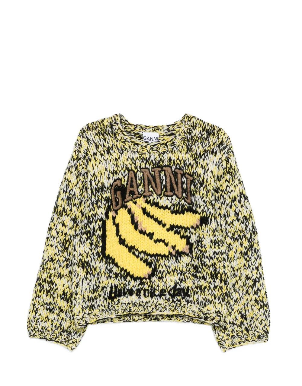 GANNI Banana 手工编织毛衣 黄色