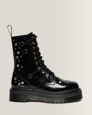Jadon Hi Studded Buttero 黑色皮革厚底靴