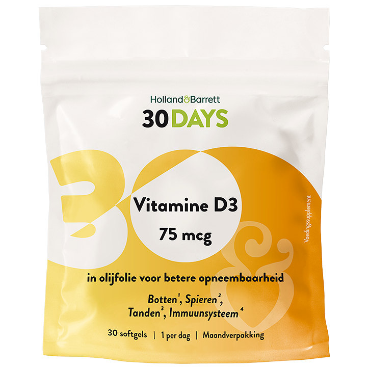 Holland & Barrett 30DAYS 维生素 D3 75mcg 30粒软胶囊
