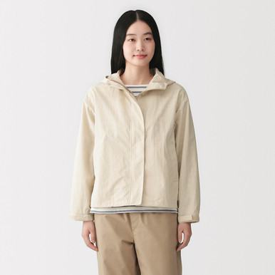 女式可收纳防泼水连帽外套