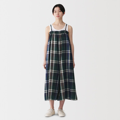 女式有机棉马德拉斯格纹连体裤