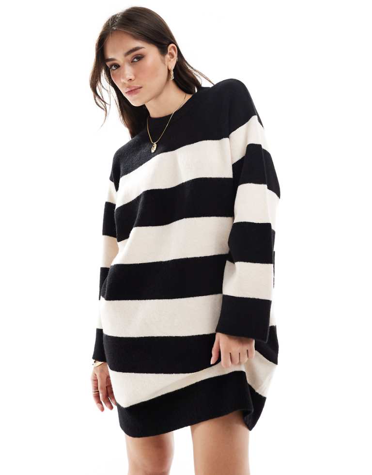 ASOS DESIGN 条纹圆领短袖连衣裙