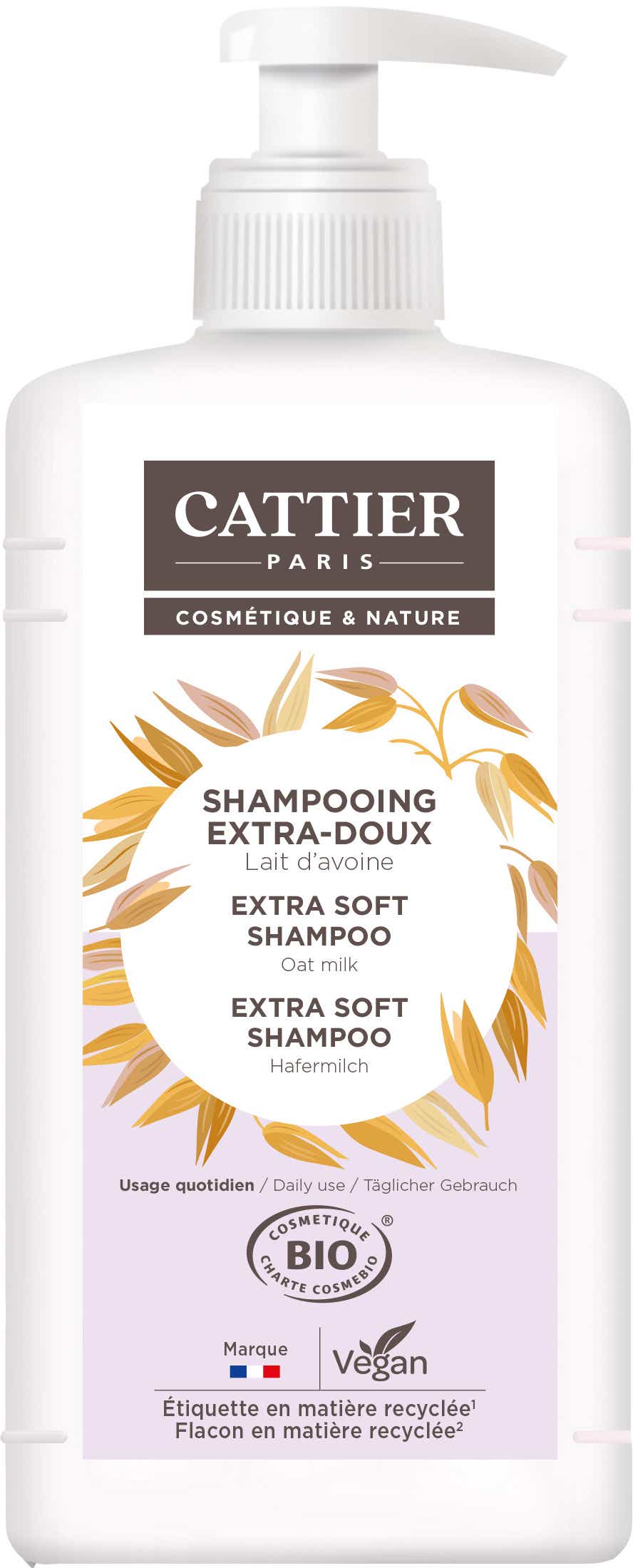 Cattier 燕麦有机温和洗发水 1L
