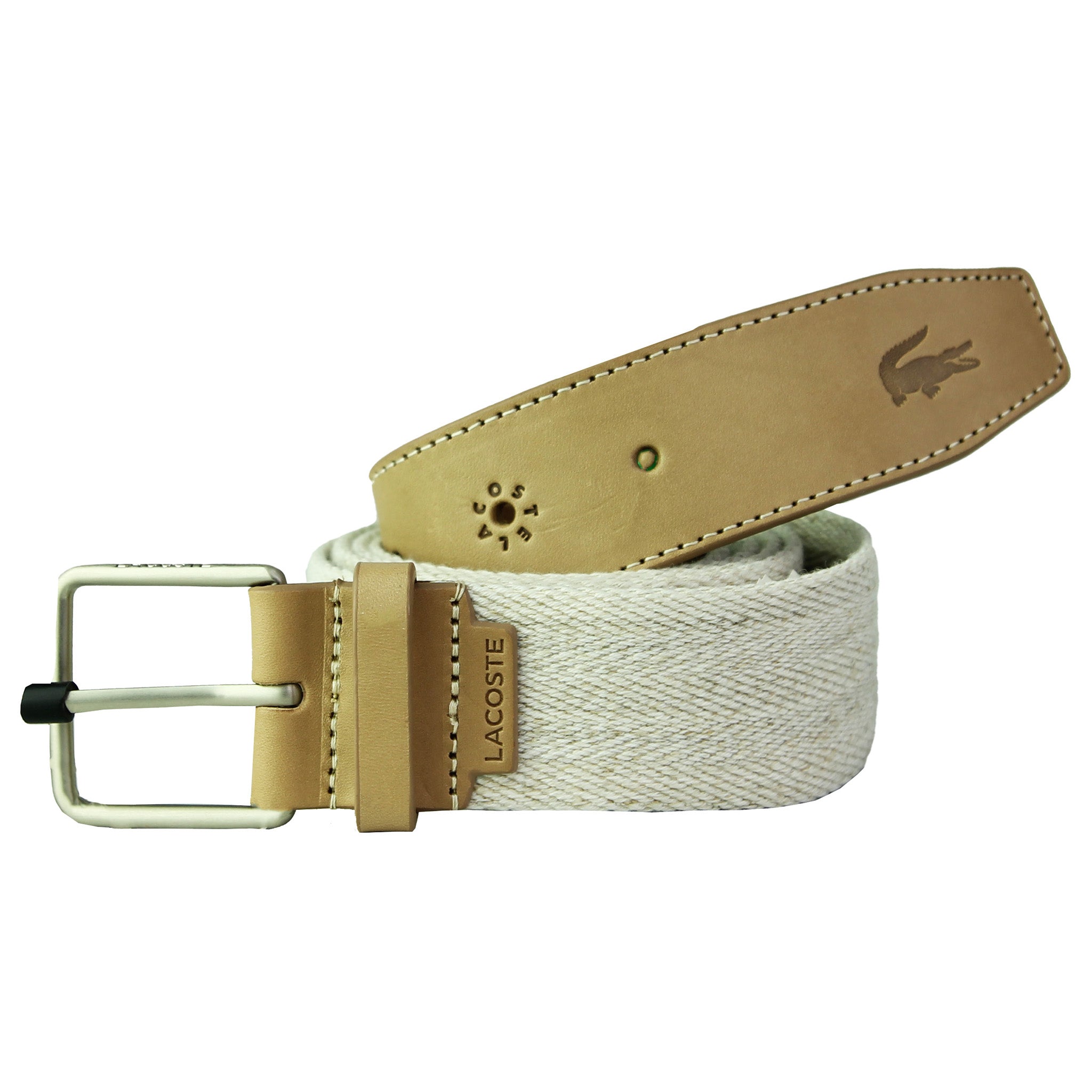 Lacoste 棕色编织皮带