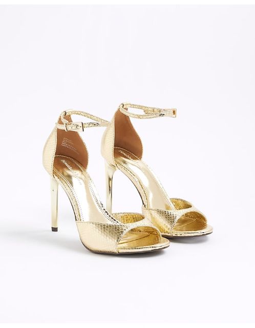 River Island 金色露趾细高跟鞋