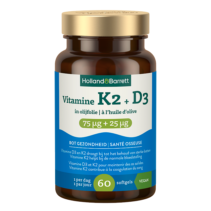 Holland & Barrett 维生素 K2 75mcg + D3 25mcg 橄榄油软胶囊 60粒