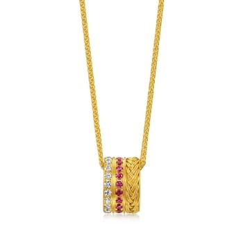 文化祝福 足金红宝石钻石项链 臻品