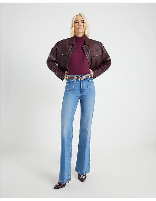 River Island 高腰微喇牛仔裤
