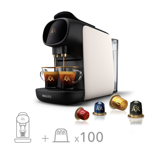 L'OR BARISTA Sublime 胶囊咖啡机(缎面白)+100颗胶囊
