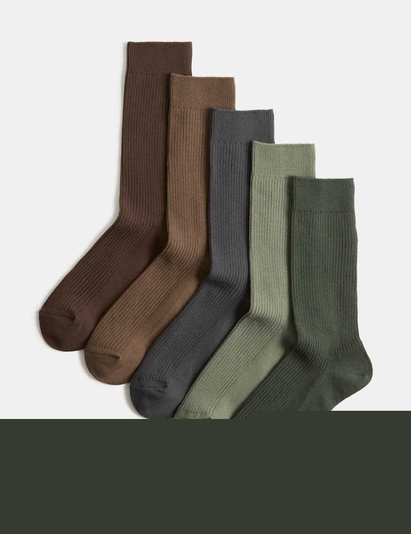 M&S 5 双装罗纹棉袜