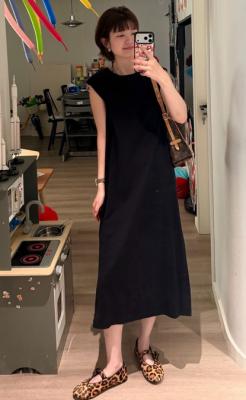 DE 聚褶缎面中长裙 藏青色