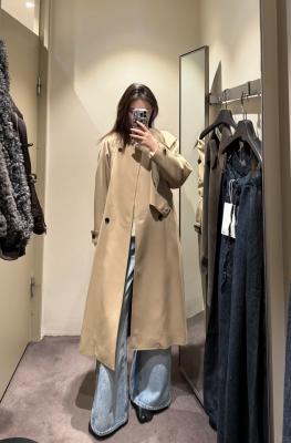 棉质格纹风衣 驼色