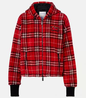 Burberry 格纹连帽羊毛混纺夹克