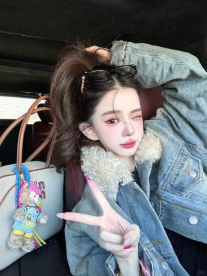 牛仔泰迪绒夹克 蓝色