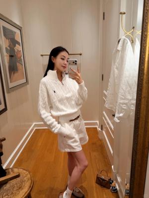 Ralph Lauren 麻花针织棉质半拉链毛衣 女款