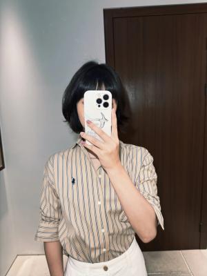 Ralph Lauren 宽松版条纹棉衬衫 女款
