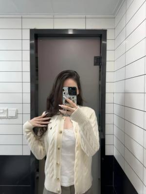 Ralph Lauren 麻花针织羊毛羊绒开衫 米白