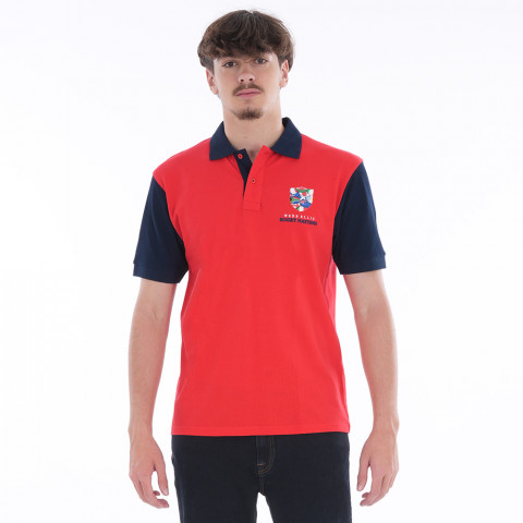 Webb Ellis 橄榄球国家队红/海军蓝 Polo 衫（大码 S-4XL）