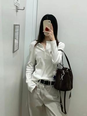 罗纹亨利领长袖T恤 男女