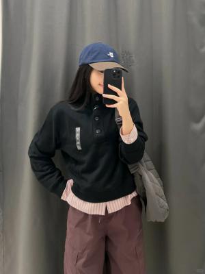 女士套头卫衣 门襟扣