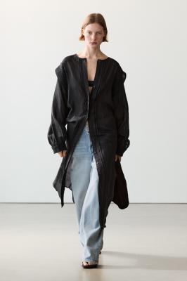 Massimo Dutti 中长连衣裙 黑色 蕾丝袖