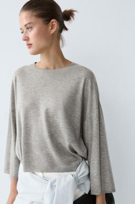 Massimo Dutti 圆领针织毛衣 灰杂色