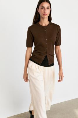 Massimo Dutti 短袖针织开衫 棕色