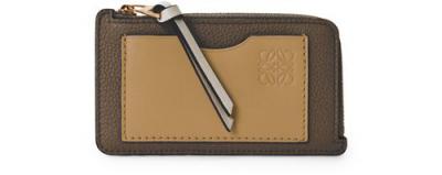 LOEWE 柔软粒面小牛皮 零钱包卡包 米色