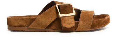LOEWE Ease Buckle 绒面革拖鞋 棕色
