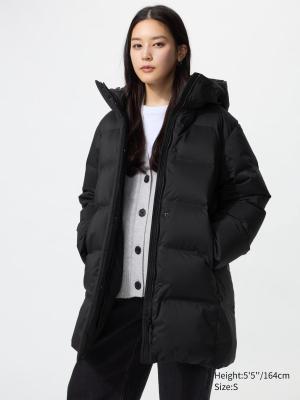 无缝连帽羽绒服 中长款