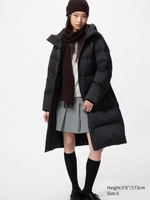 长款无缝连帽羽绒服