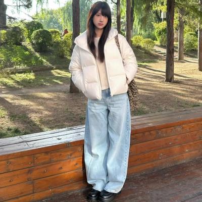 无缝连帽羽绒服 白色