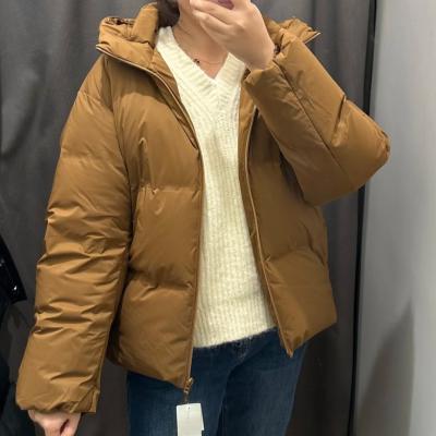 无缝连帽羽绒服 棕色