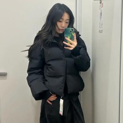 无缝连帽羽绒服 黑色