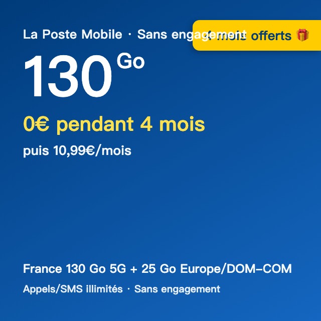 La Poste Mobile 130Go 5G 无合约套餐